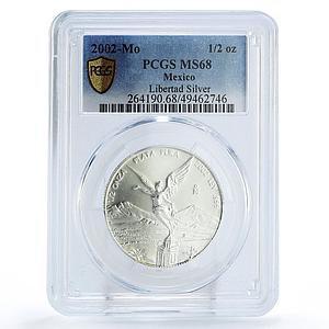 Mexico 1/2 onza Libertad Angel of Independence MS68 PCGS silver coin 2002