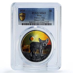 Niue 2 dollars Conservation Desert Life Fennec Fox MS69 PCGS silver coin 2020