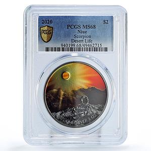 Niue 2 dollars Conservation Desert Life Scorpion MS68 PCGS silver coin 2020