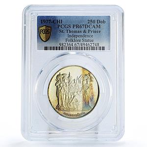 Sao Tome 250 dobras Independence Folklore Statue PR67 PCGS silver coin 1977
