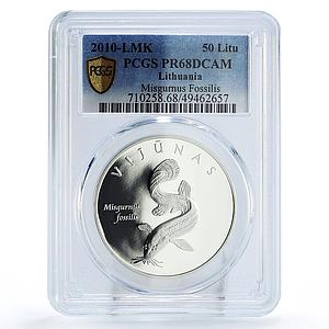 Lithuania 50 litu Conservation Misgurnus Fish Fauna PR68 PCGS silver coin 2010