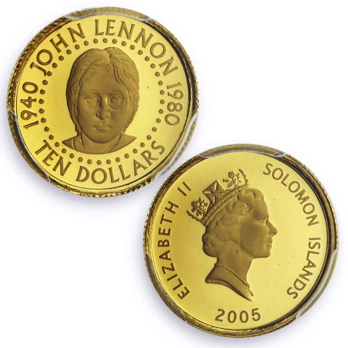 Solomon Islands 10 dollars Beatles John Lennon Music PR69 PCGS gold coin 2005 Solomon Islands 10 dollars Beatles John Lennon Music PR69 PCGS gold coin 2005