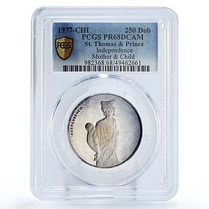 Sao Tome 250 dobras Independence Mother and Child PR68 PCGS silver coin 1977