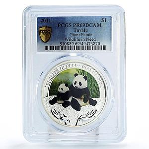 Tuvalu 1 dollar Conservation Wildlife Giant Panda PR69 PCGS silver coin 2011