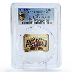 Andorra 5 diners Jesus Christ Miracles Feeding Multitude PR68 PCGS Ag coin 2012