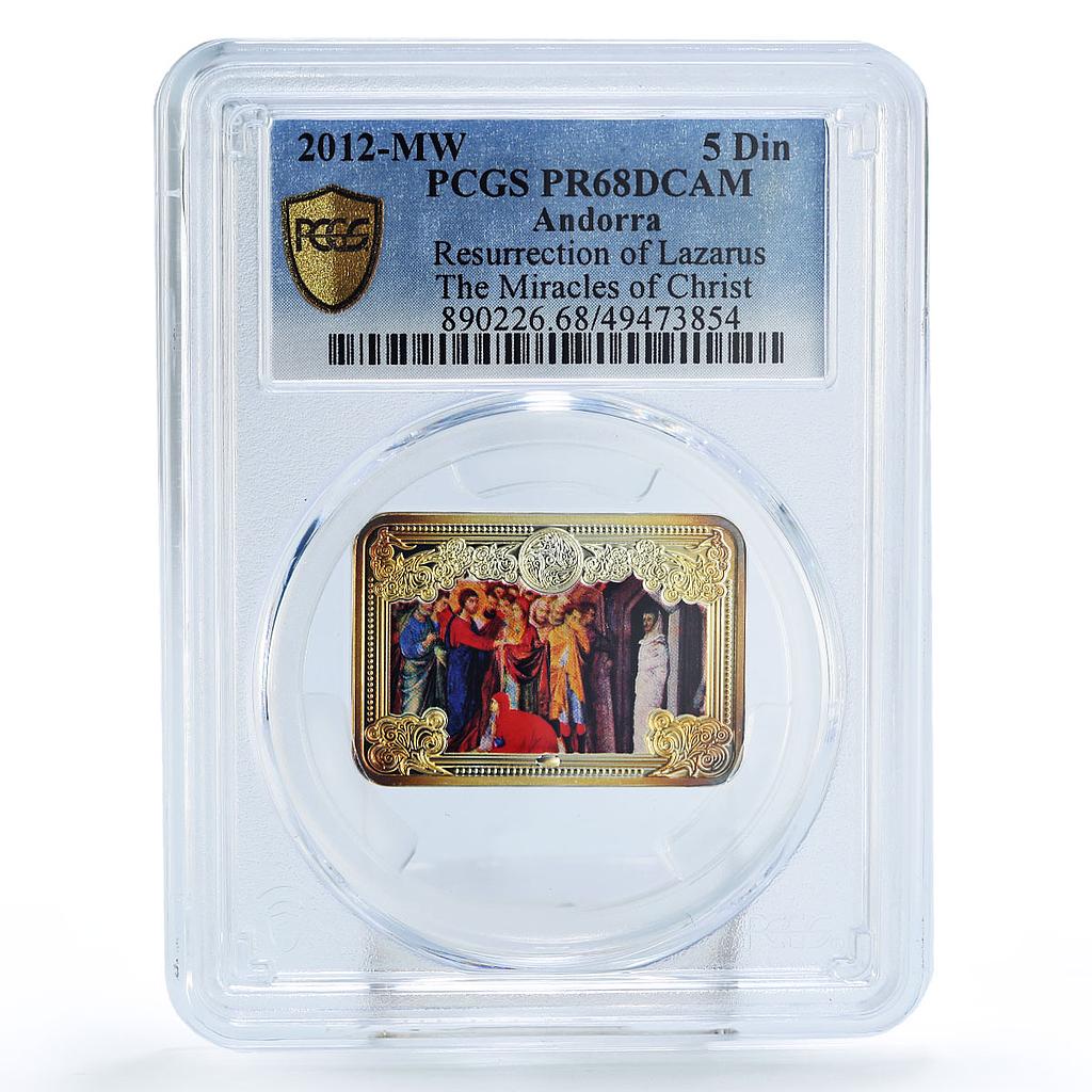 Andorra 5 diners Jesus Christ Miracles Lazarus Resurrection PR68 PCGS coin 2012 Andorra 5 diners Jesus Christ Miracles Lazarus Resurrection PR68 PCGS coin 2012