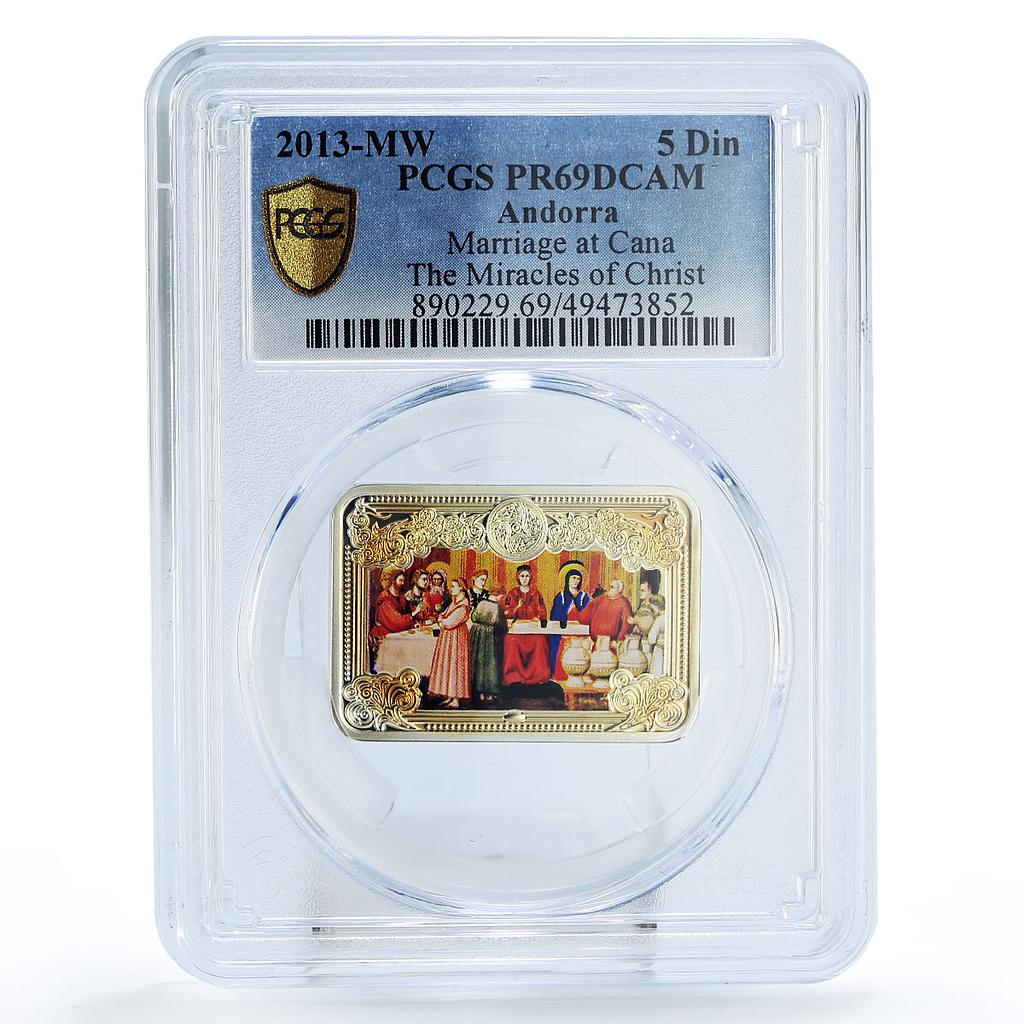 Andorra 5 diners Jesus Christ Miracles Cana Marriage PR69 PCGS silver coin 2013 Andorra 5 diners Jesus Christ Miracles Cana Marriage PR69 PCGS silver coin 2013