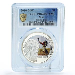 Niue 1 dollar Great Commanders Sitting Bull Chief PR69 PCGS silver coin 2010