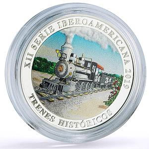 Guatemala 1 quetzal Ibero-American Railways Train 34 proof silver coin 2019