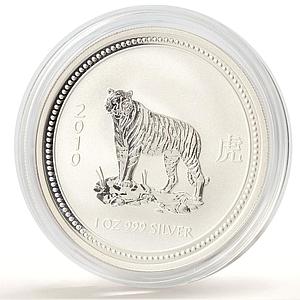 Australia 1 dollar Lunar Calendar series I Year of the Tiger silver coin 2010