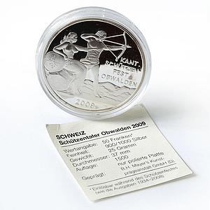 Switzerland 50 francs Obwalden Shooting Festival Thaler Archer silver coin 2009