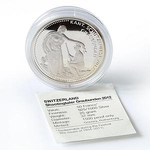 Switzerland 50 francs Graubunden Shooting Festival Thaler proof silver coin 2012
