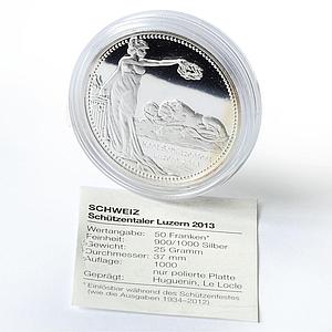 Switzerland 50 francs Luzern Shooting Festival Thaler Una Lion silver coin 2013