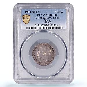 Spain 1 peseta Regular Coinage Child Alfonso KM-706 UNC PCGS silver coin 1900