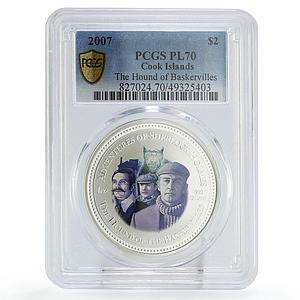 Cook Islands 2 dollars Sherlock Baskervilles Hound PL70 PCGS silver coin 2007
