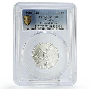 Mexico 1/4 onza Libertad Angel of Independence MS70 PCGS silver coin 2006