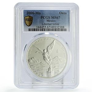 Mexico 1 onza Libertad Angel of Independence MS67 PCGS silver coin 2006