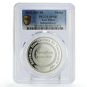 East Timor Leste Independence 20th Anniversary SP68 PCGS silver medal coin 2002