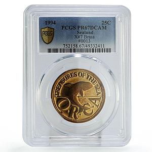 Sealand 25 cents Sea Treasures Orca Whale Fauna X#7 PR67 PCGS brass coin 1994