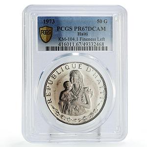 Haiti 50 gourdes Mother with Child Finess Left PR67 PCGS silver coin 1973
