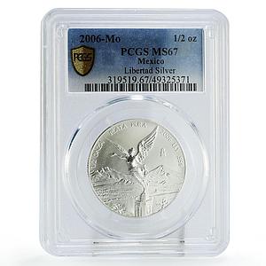 Mexico 1/2 onza Libertad Angel of Independence MS67 PCGS silver coin 2006