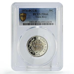 Costa Rica 50 centimos Regular Coinage BCCR KM-189.3 PR66 PCGS CuNi coin 1976