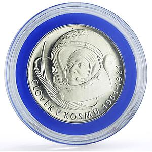 Czechoslovakia 100 korun Manned Flight Gagarin Space proof silver coin 1981