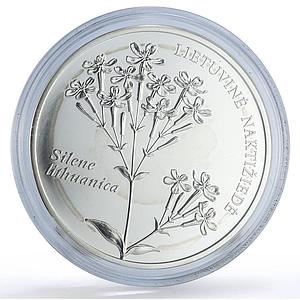 Lithuania 50 litu Conservation Nature Flowers Flora Fauna proof silver coin 2009