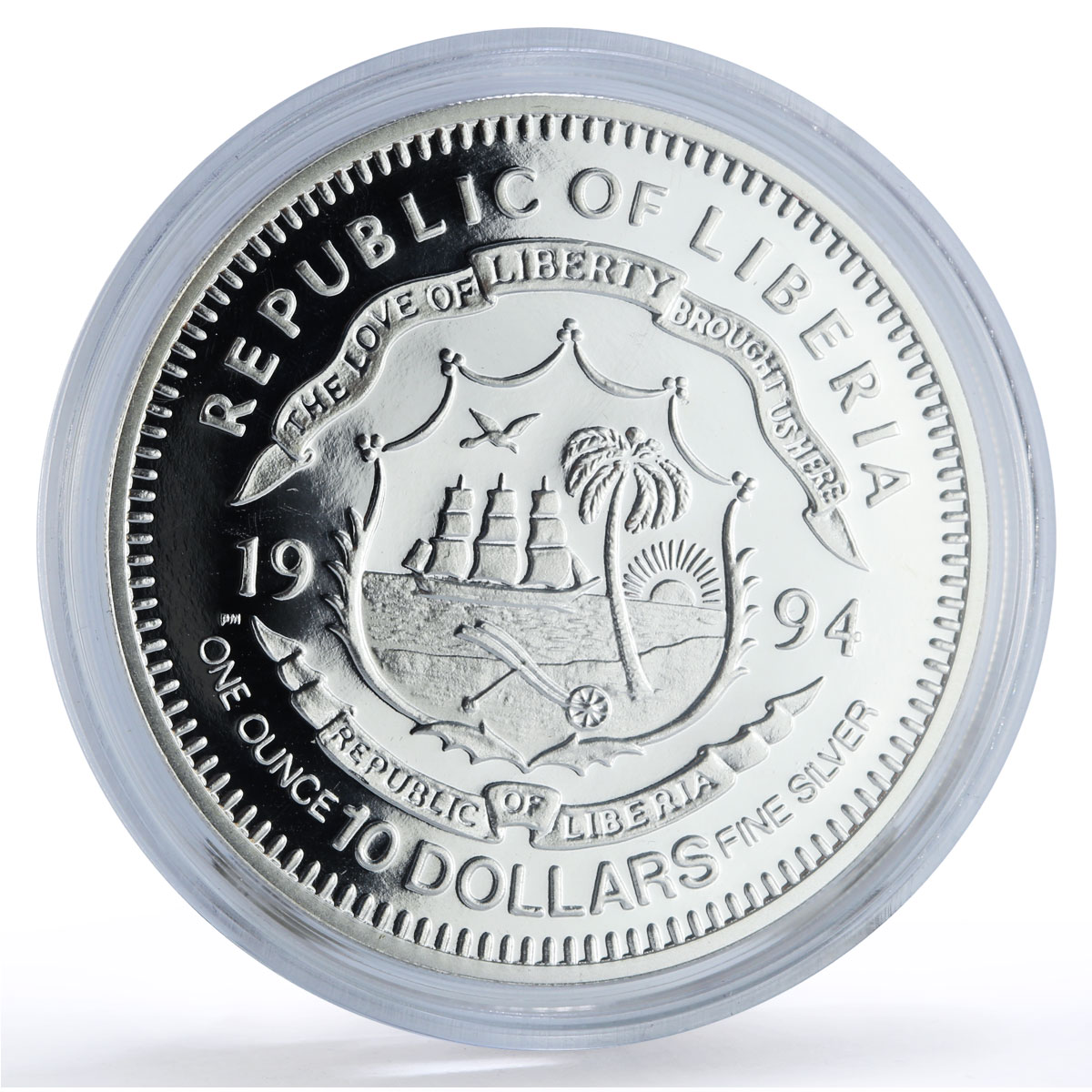 Liberia 10 dollars World War II WWII Generals Montgomery proof silver coin 1994 Liberia 10 dollars World War II WWII Generals Montgomery proof silver coin 1994