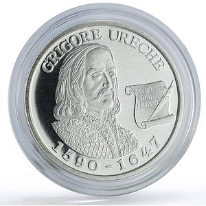 Moldova 50 lei Chronicler Grigore Ureche History Literature silver coin 2005
