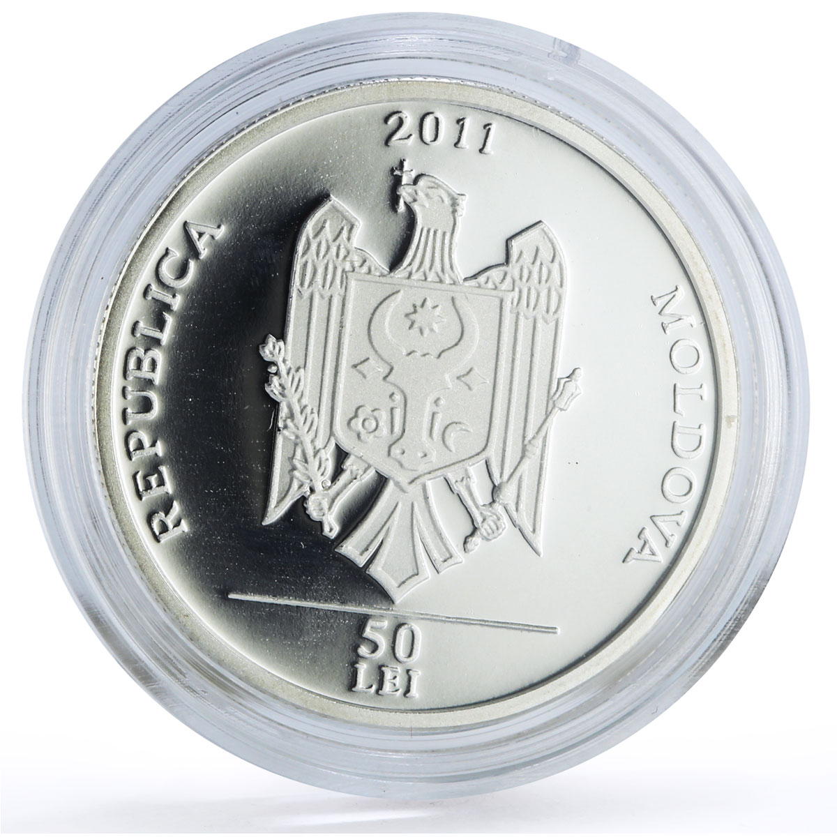 Moldova 50 lei Alexandru Bernardazzi Church Architecture proof silver coin 2011