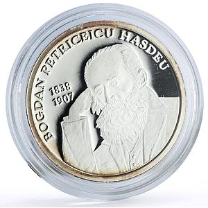 Moldova 50 lei Writer Bogdan Petriceicu Hasdeu Literature proof silver coin 2011