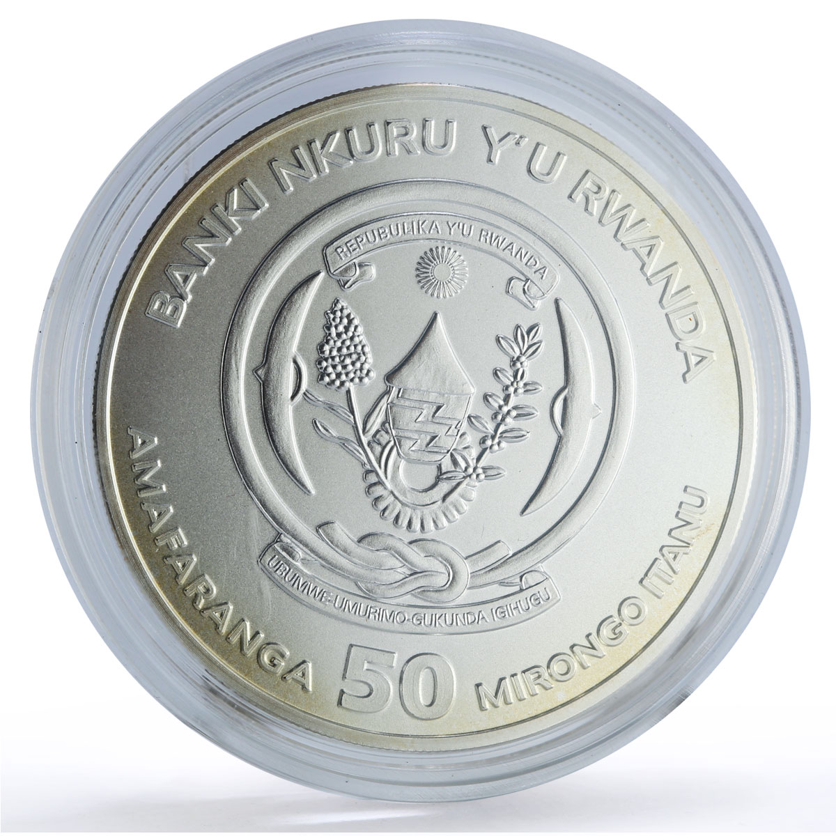 Rwanda 50 francs African Ounce Wildlife Lions Fauna silver coin 2010