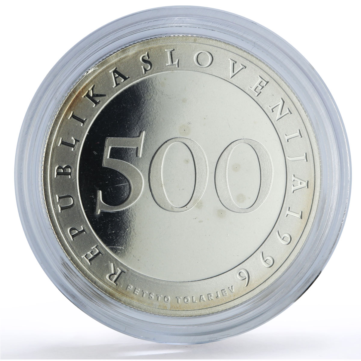 Slovenia 500 tolarjev First Railway Railroads Trains proof silver coin 1996