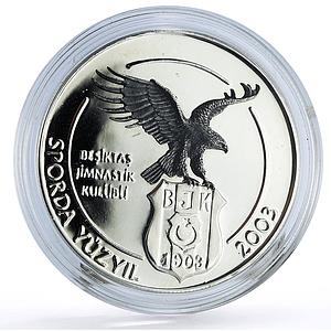 Turkey 20000000 lira Besiktas Gymnastics Club Eagle Bird proof silver coin 2003