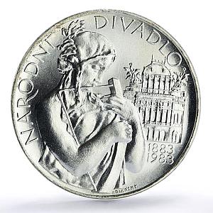 Czechoslovakia 500 korun Prague Theater 100th Anniversary silver coin 1983