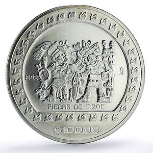 Mexico 10000 pesos Precolombina Piedra de Tizoc 5 oz silver coin 1992