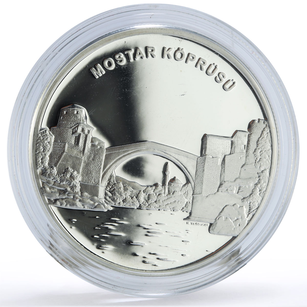 Turkiye 20 lira Mostar Bridge Rebuilding Architecture proof silver coin 2005