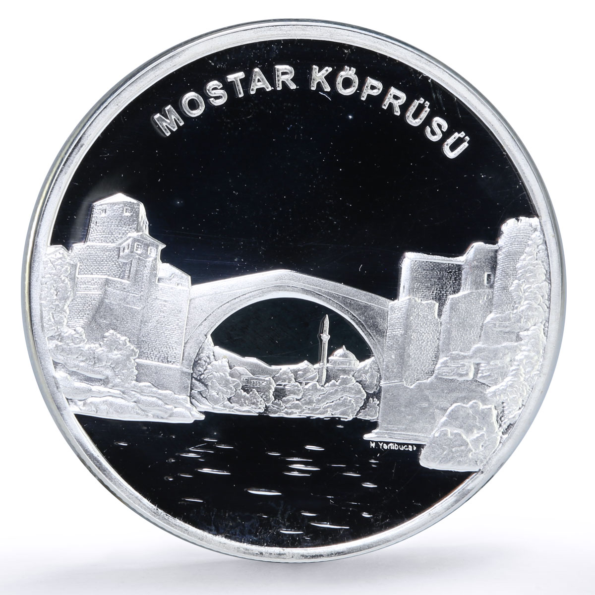 Turkiye 20 lira Mostar Bridge Rebuilding Architecture proof silver coin 2005