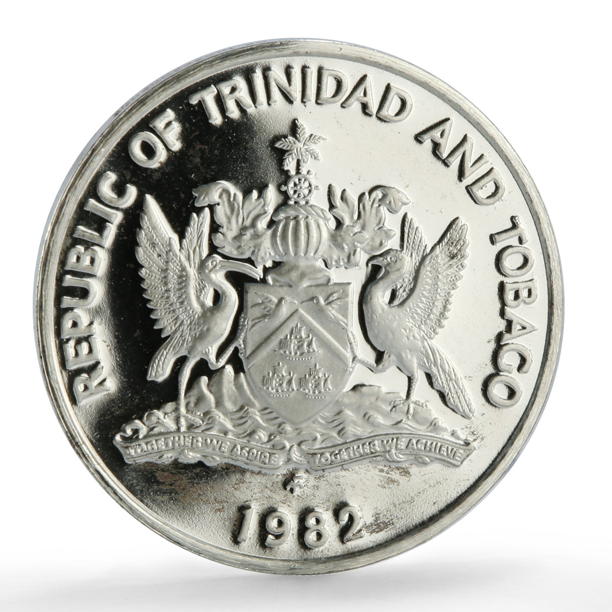 Trinidad Tobago 1 cent Independence Anniversary Flower proof silver coin 1982