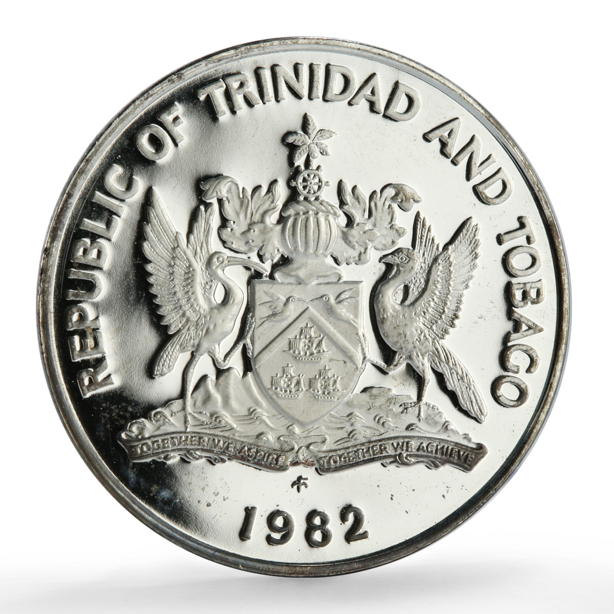 Trinidad Tobago 5 cents Independence Anniversary Butterfly PR silver coin 1982