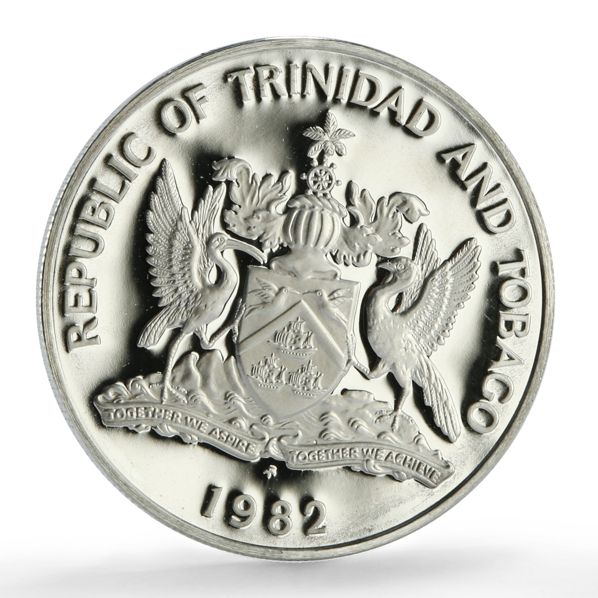 Trinidad Tobago 50 cents Independence Anniversary Drummer proof silver coin 1982