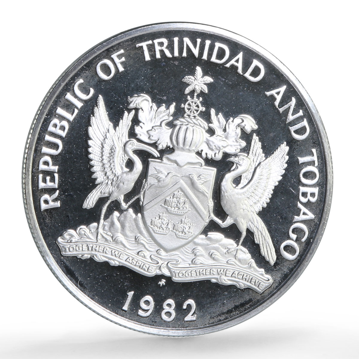 Trinidad Tobago 50 cents Independence Anniversary Drummer proof silver coin 1982