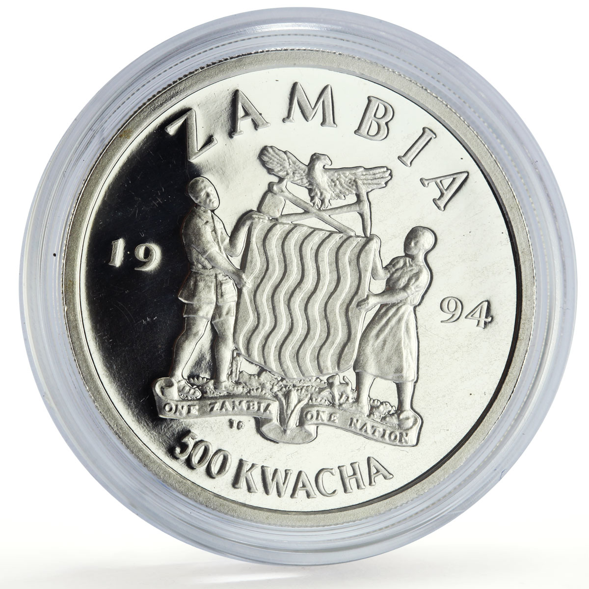 Zambia 500 kwacha Human Rights Equality Politics proof silver coin 1994