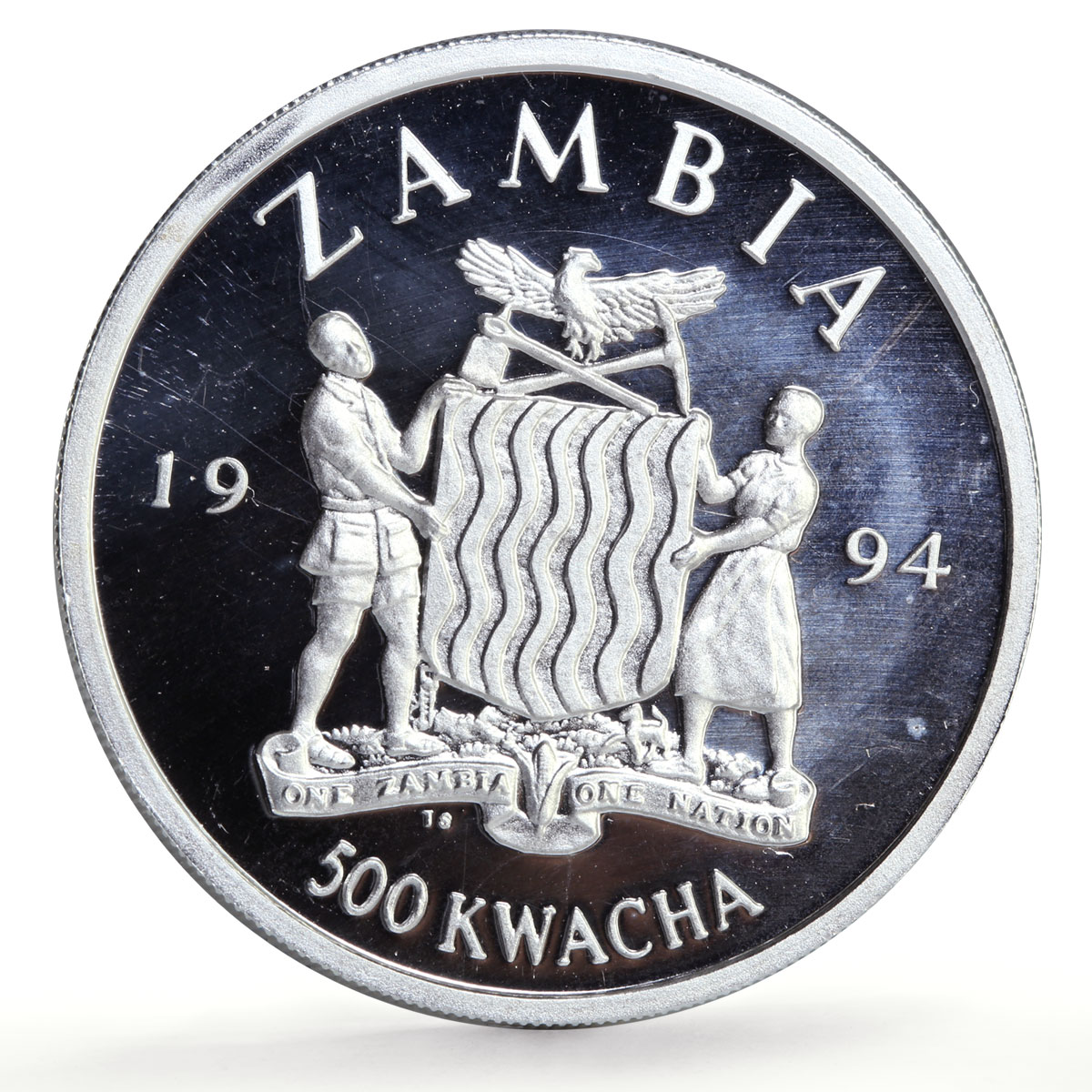 Zambia 500 kwacha Human Rights Equality Politics proof silver coin 1994