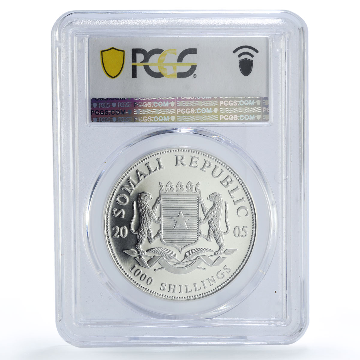 Somalia 1000 shillings African Wildlife Elephant MS69 PCGS silver coin 2005