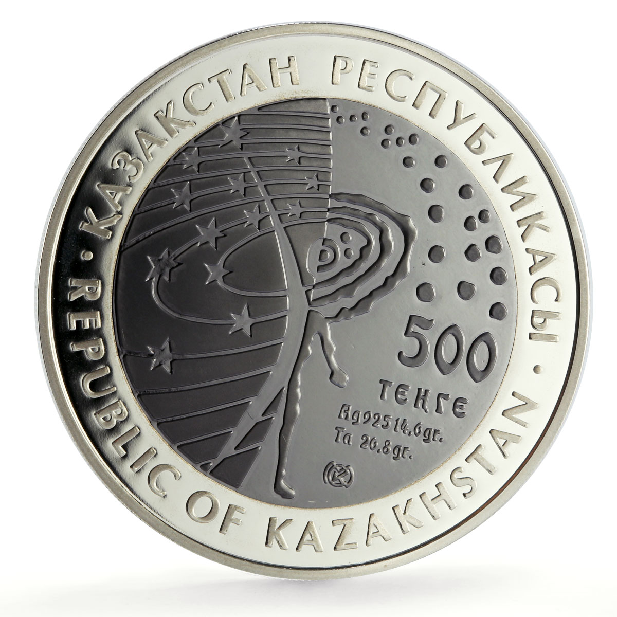 Kazakhstan 500 tenge Soyuz Apollo Mission Space proof silver coin 2009