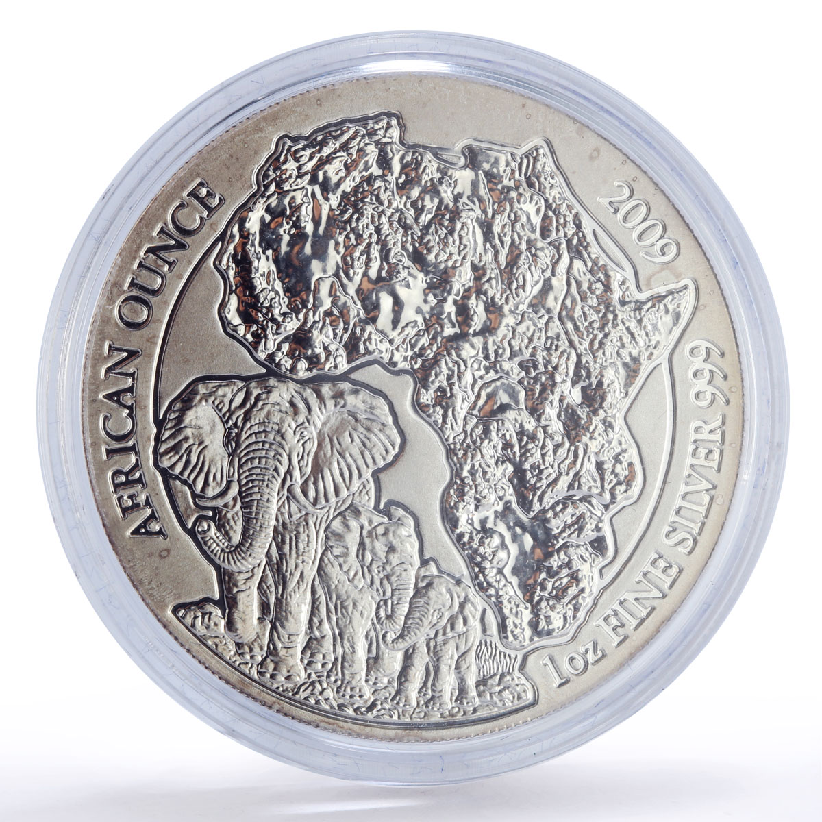 Rwanda 50 francs Elephant African Ounce Fauna Matte silver coin 2009