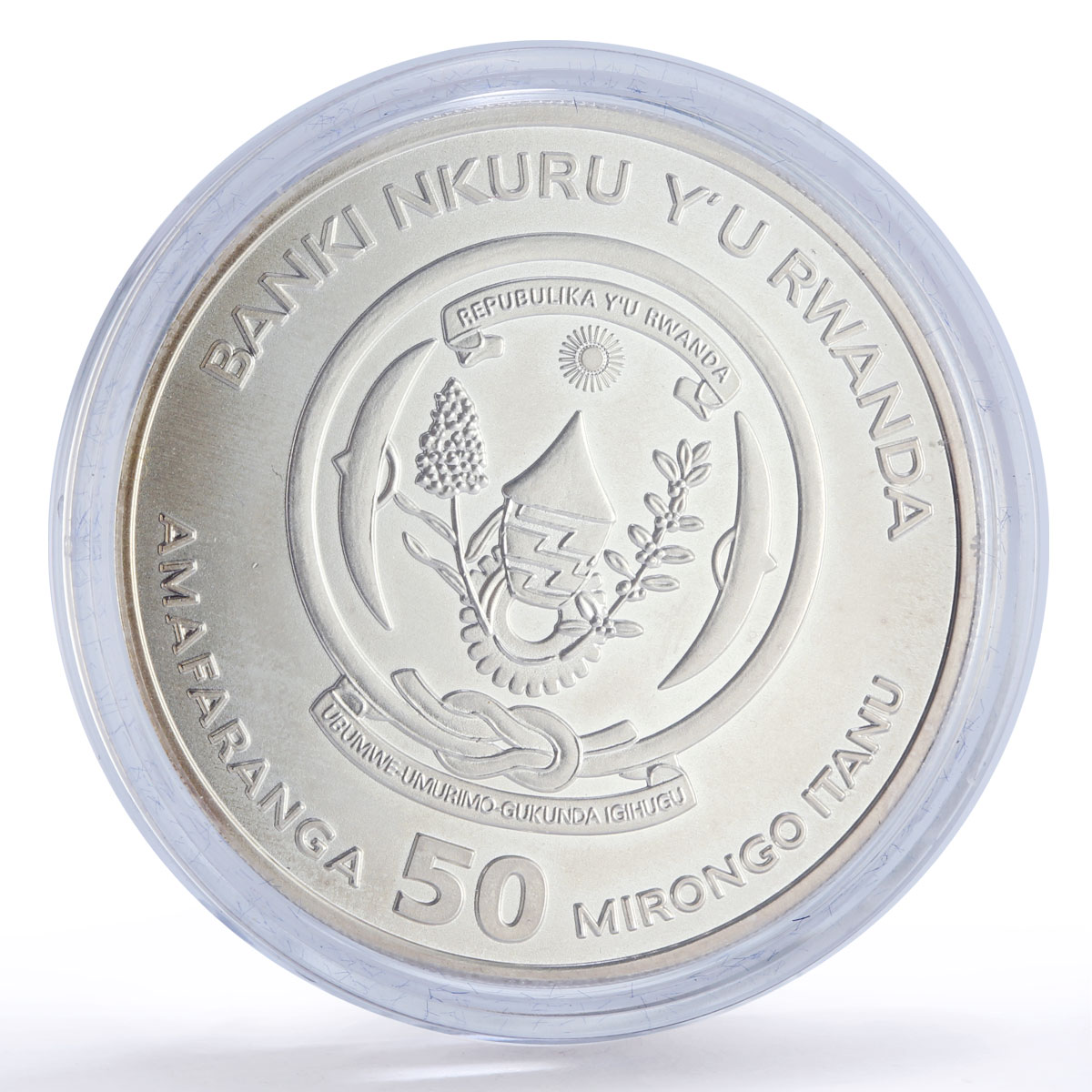 Rwanda 50 francs Elephant African Ounce Fauna Matte silver coin 2009