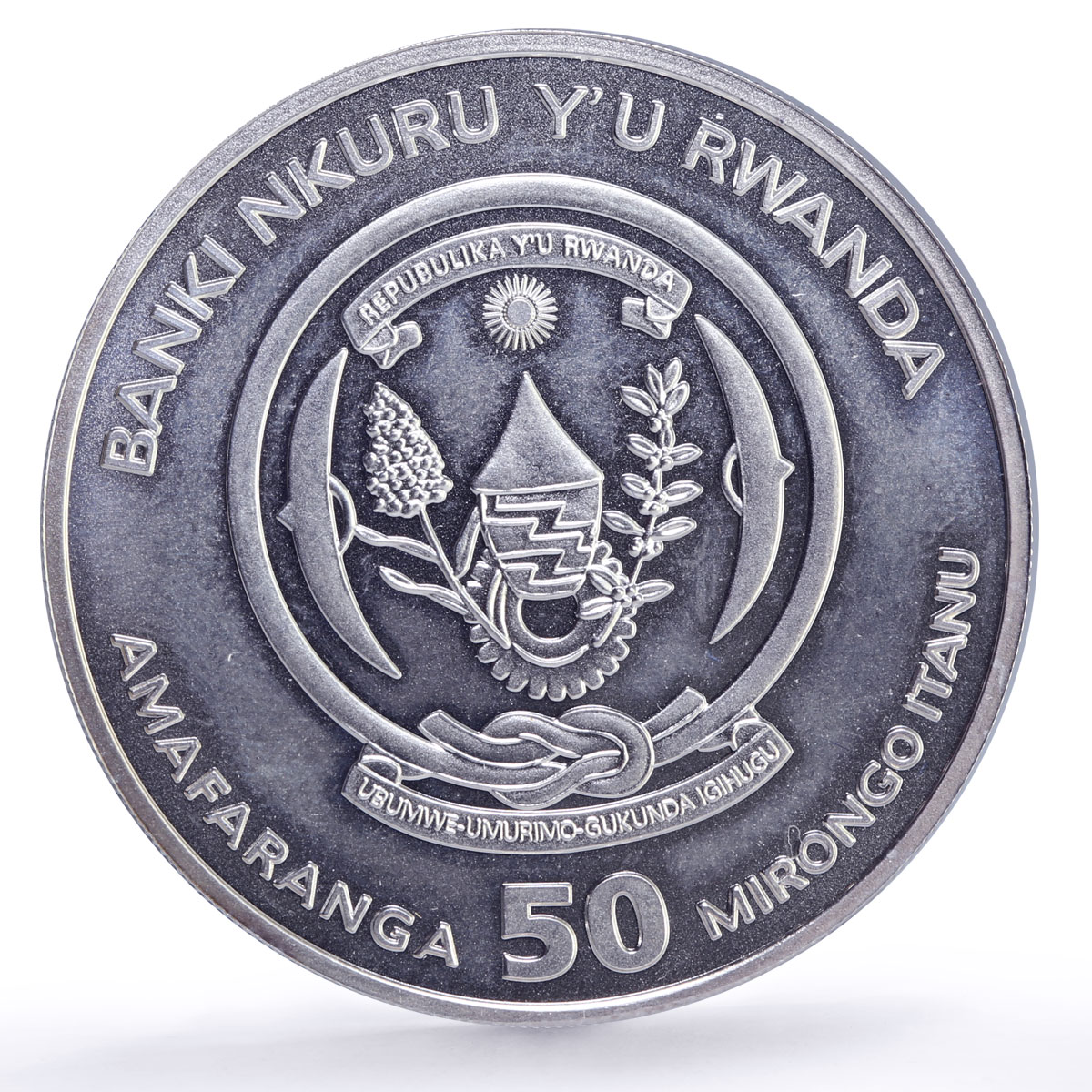 Rwanda 50 francs Elephant African Ounce Fauna Matte silver coin 2009